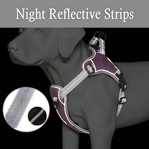 Arnes Perro Antitirones, Arnés para Perro Grande Mediano Pequeño, Reflecantes Ajustable Arnes Chaleco Pech Acolchado Cachorros para Adiesreamiento Corre, Rojo, L - imagen 3