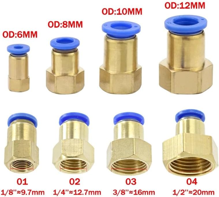 20Pcs Pneumatic Air Connector Fitting PC PCF PL SL 4mm 6mm 8mm Thr
