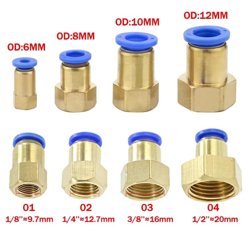 Raccord pneumatique PCF femelle 20 pièces pour tube de 4 à 8mm