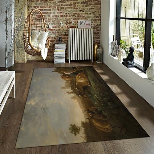 Tapis à motif dort Aelbert Cuyp grand format pour décoration salon rustique - 2