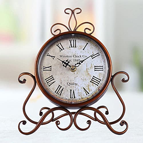 BESPORTBLE 1 Relógio de mesa retrô, antigo, vintage, de ferro para casa, mesa, gabinete, sala de est
