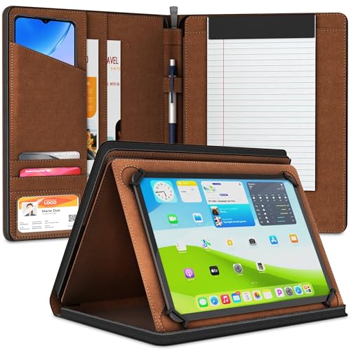 KHOMO Universal Padfolio Case – Tablet Portfolio Organizer with Notepad Holder – Compatible with iPad 10th/11th Gen, iPad Pro 11, iPad 7/8/9 (10.2', 10.9', 9.7')