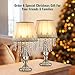 Siljoy Crystal Table Lamp Set of 2, Dimmable Bedside Lamp with Fabric Shades, Farmhouse Nightstand Lamps with K9 Crystal Strands for Living Room Bedroom 22.8 High