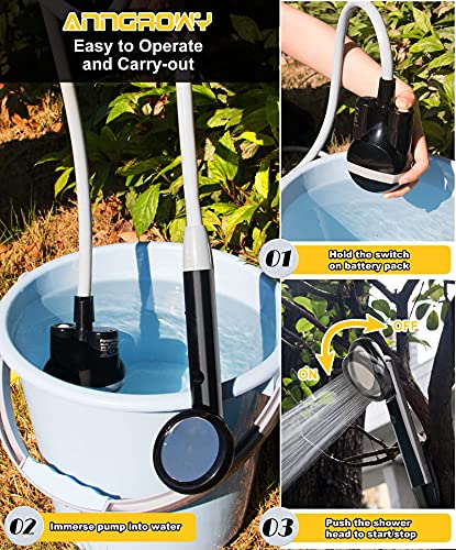 Anngrowy JP-2003 Portable Shower Camping Shower Outdoor Showerhead Camp Shower Pump Electric Rechargeable Shower Head thumb #5