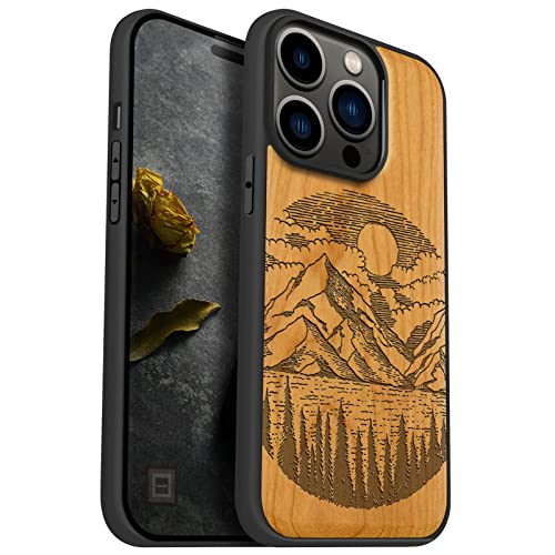 Coque aimantée compatible 14 Pro Magsafe en bois véritable pour préserver votre objectif