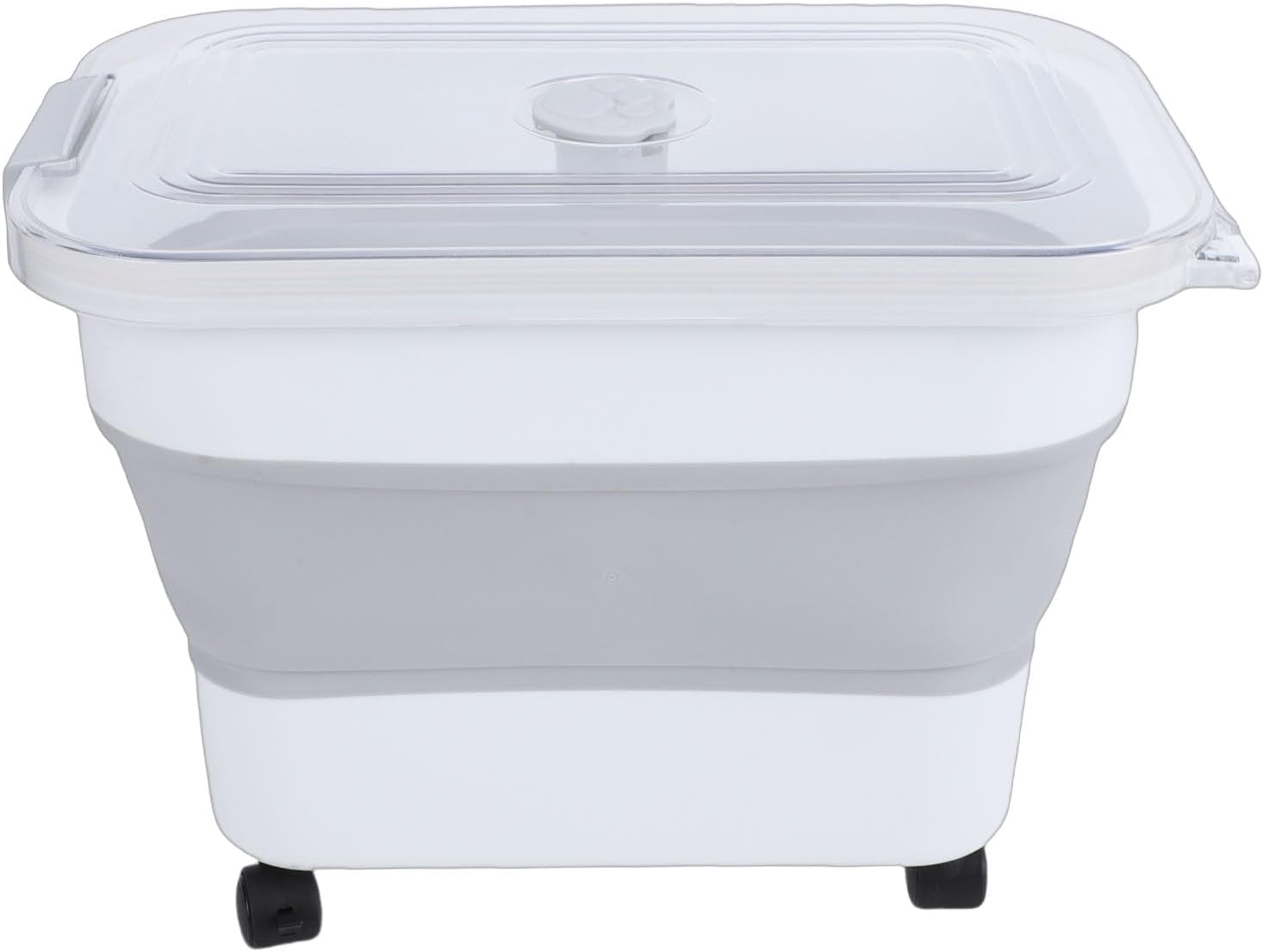 Focket Collapsible Cat Food Storage Container, 20L Large Capacity Space Saving Rice Storage Bin, Organizer with Transparent Airtight Lid for Home Pet Food