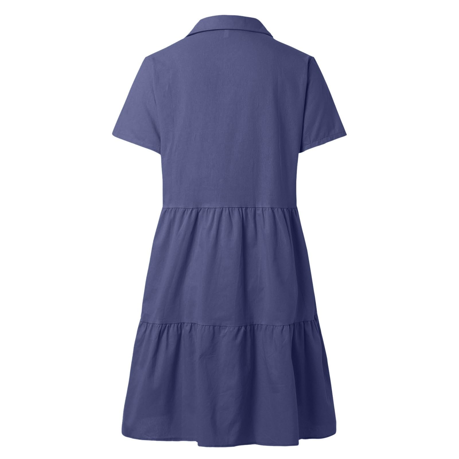 Generico Abito da Donna in Cotone E Lino - Abito Estivo Casual E Ampio Miniabito con Scollo a V, Bottoni E Maniche Corte per Estate E Vacanze Uso Quotidiano E Spiaggia Tutte Le Occasioni