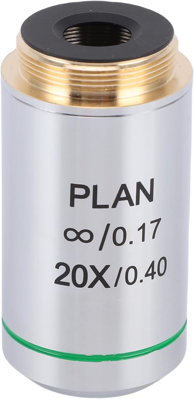 20X Plan Objective Lens, 20.2MM Thread RMS Achromatic Microscope Objective Lens, High Magnification, for Biological Microscope