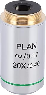 aqxreight 20X Plan Infinity Objektiv, Achromatisches Mikroskopobjektiv mit Schwarzer Oberfläche, für Biologische Mikroskope