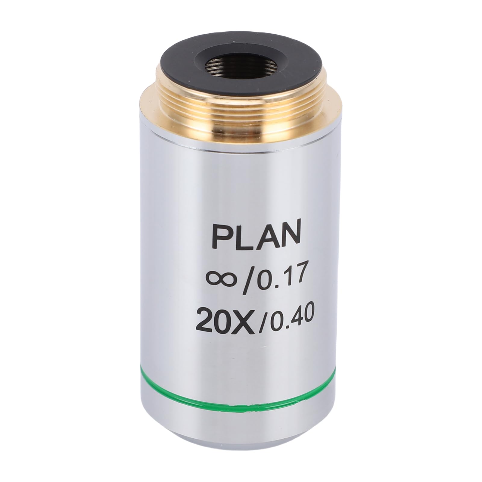 Lente Objetivo de Microscopio de Plan Infinito 20X, Lente de Microscopio Digital con Acabado Negro, Lente RMS de Hilo de 20.2 Mm para Microscopios Biológicos