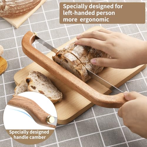 Image of Uprichya Bread Knife for Homemade Bread Sourdough, Wooden Bread Bow Knife for Sourdough, Bread Slicer for Homemade Bread, Bread Saw, Sourdough Bread Cutter, Left-Handed