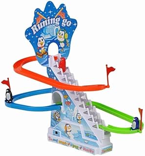 Toysrex Penguin Race Track Game Set - Playful Roller Coaster Playset with LED Flashing Lights and Music On/Off Button for Toddlers and Kids