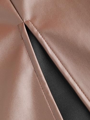 CIDER Faux Leather High Waist Drawstring Split Maxi Skirt4