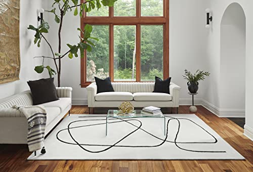 Momeni Simba Wool With Cotton And Latex Backing Area Rug, Ivory, 2'6" X 8' Runner #TOP6
