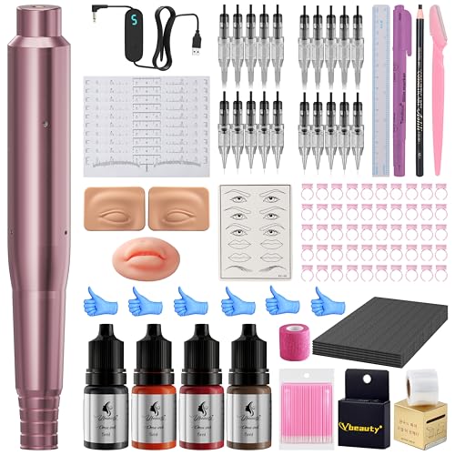 Microblading Tattoo Gun Kit for Beginners, YBEAUTY Complete Wired Tattoo Pen Set with 20Pcs