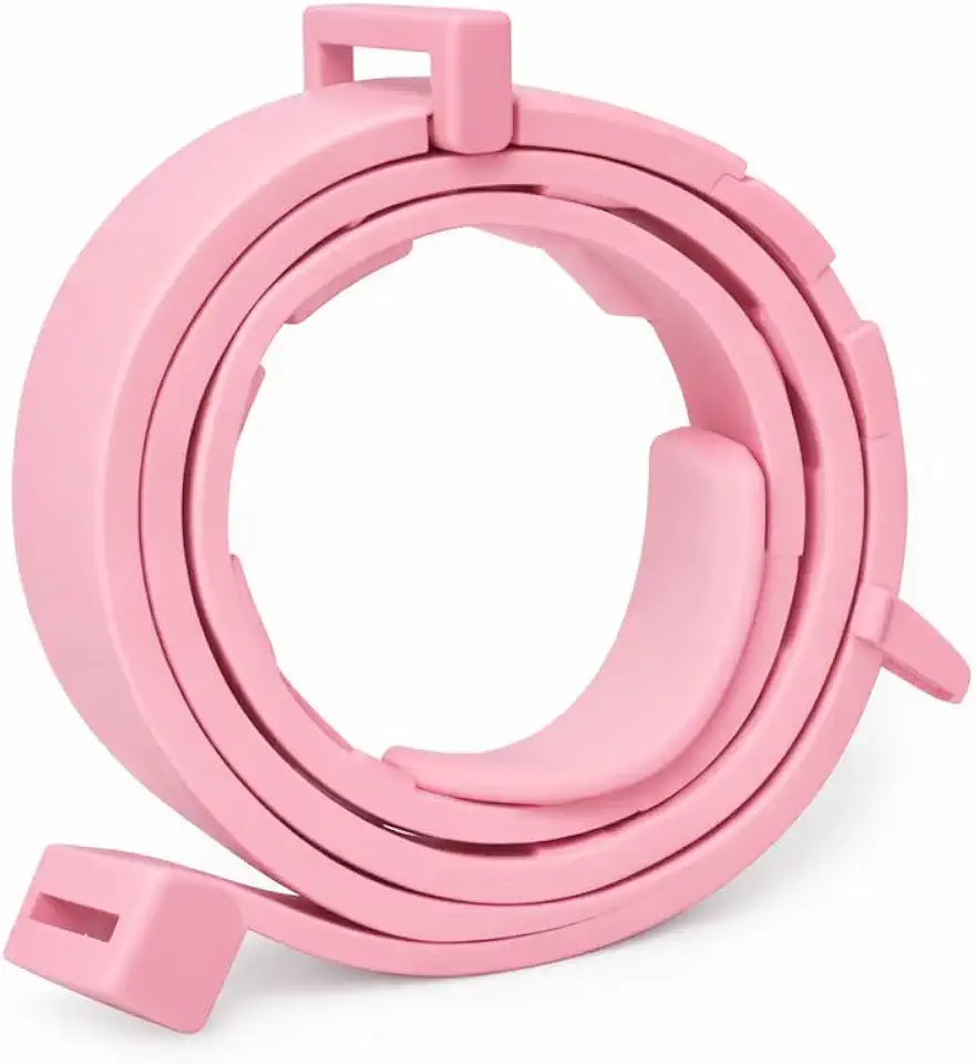 Coleira Antipulgas e Carrapatos para Cães e Gatos – Ajustável, Resistente à Água, Proteção 8 Meses, Ingredientes Naturais e Antialérgicos (Rosa claro, 38 CM)