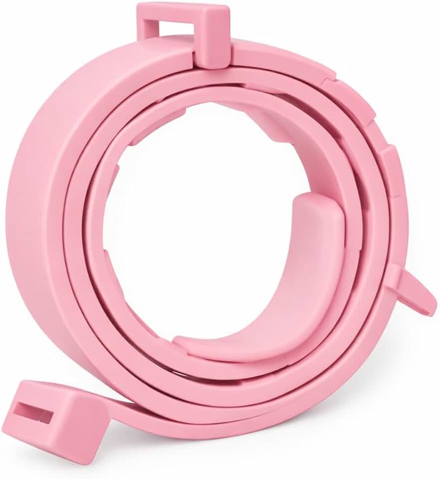 Coleira Antipulgas e Carrapatos para Cães e Gatos – Ajustável, Resistente à Água, Proteção 8 Meses, Ingredientes Naturais e Antialérgicos (Rosa claro, 38 CM)