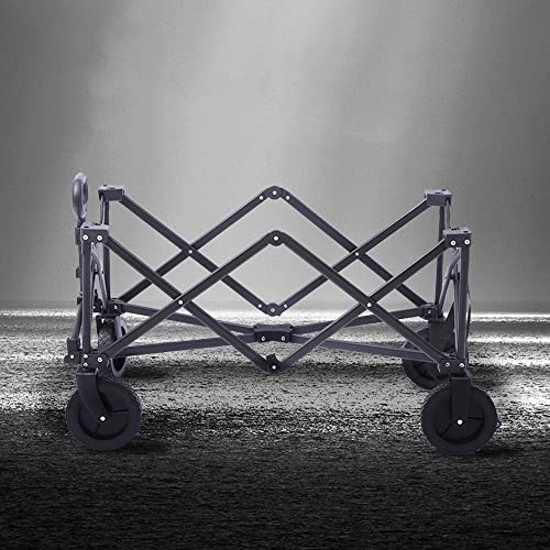 Carretilla Plegable Portátil para Camping de 80 kg con Asa Ajustable y 4 Ruedas PVC miniatura 4