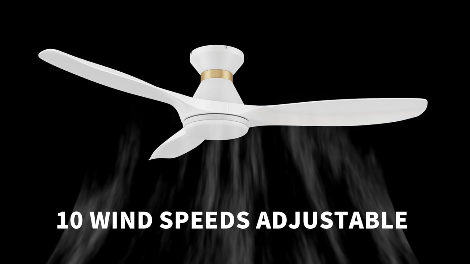 SMAAIR 52Inch Smart Ceiling Fan with LED Light, Low Profile Modern Ceiling Fan with Remote/APP/Alexa/Google Assistant/Siri Control,10 Speed, Reversible DC Motor, 3 ABS Blades,Flush Mount,White