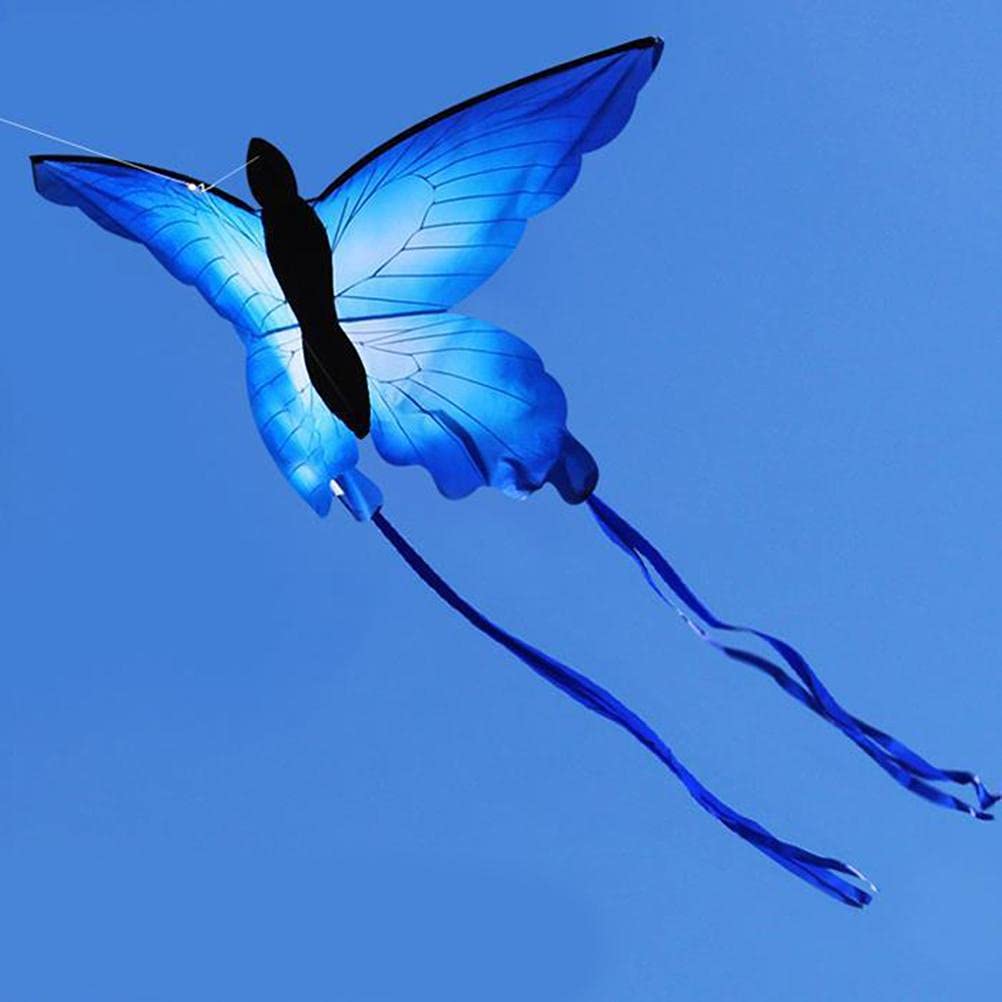 Cerf-Volant Papillon Bleu pour Enfants et Adultes, Beaux Cerfs-Volants Animaux pour S'amuser en Plein Air dans Les Parcs et Les Plages, 133 X 70 Cm, Tissu Léger
