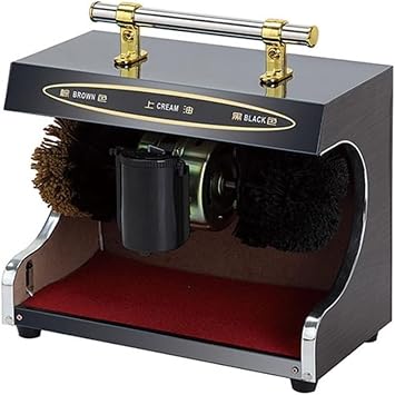 Automatic Shoe Polisher Machine, Commercial Electric Shoe Cleaner for Hotels, Dual Brush Dust Removal & Polishing Kit, Leather Shine & Cleaning Black Gold