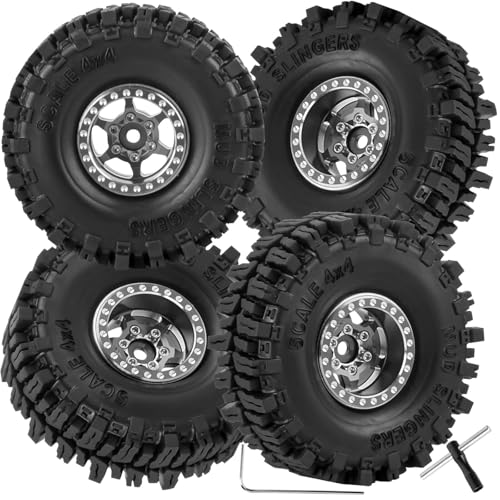 hopsupRC RC 1.0 Beadlock Truck Tires for 1/18 1/24 Trx4m SCX24 RC Crawler,RC Wheels Tires.Aluminum 1.0‘’ Beadlock Wheel Rim&1.0in Tires...