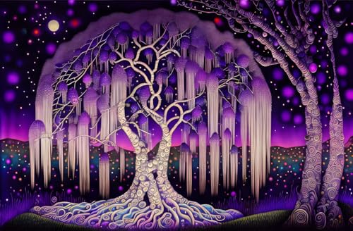 Affiche arbre pleureur au clair de lune 58x90 cm poésie visuelle SERENDIPITP