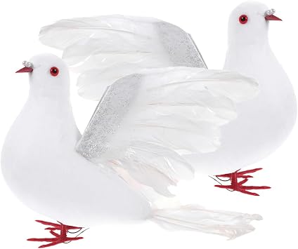 Artificial Dove Ornament 2pcs White Plume Foam Bird Decoration