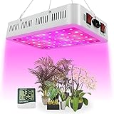 LED Grow Light, 600W Grow Lamp for Indoor Plants Full Spectrum Plant Growing Light Fixtures with Daisy Chain Temperature Hygrometer