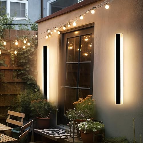 Daoseolo 2 Pack Modern Outdoor Wall Sconce, 31.4inch LED Wall Light Fixture, IP65 Waterproof, 31W, Warm White 3000K, Black Minimalist Exterior Lights for House, Porch, Patio, Garage, Garden by Daoseolo - Image 8