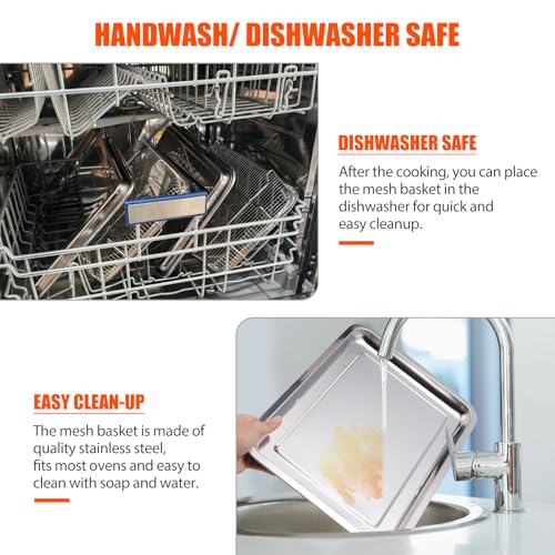 Image of Air Fryer Basket for Oven 18.7 inchx12.8 inch, 2 Pack Extra Large Air Fryer Basket and Tray Stainless Steel Oven Air Fryer Pan Rack for Cooking Baking and Broiling