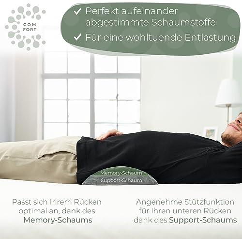 WELL B4 Ergonomisches Lendenwirbelkissen für Bett & Sofa - Lendenkissen zur Rückenstütze im Liegen - Lordosekissen für die Lendenwirbelsäule - Rücken Lendenstützkissen, Lumbar Support Pillow - GRAU