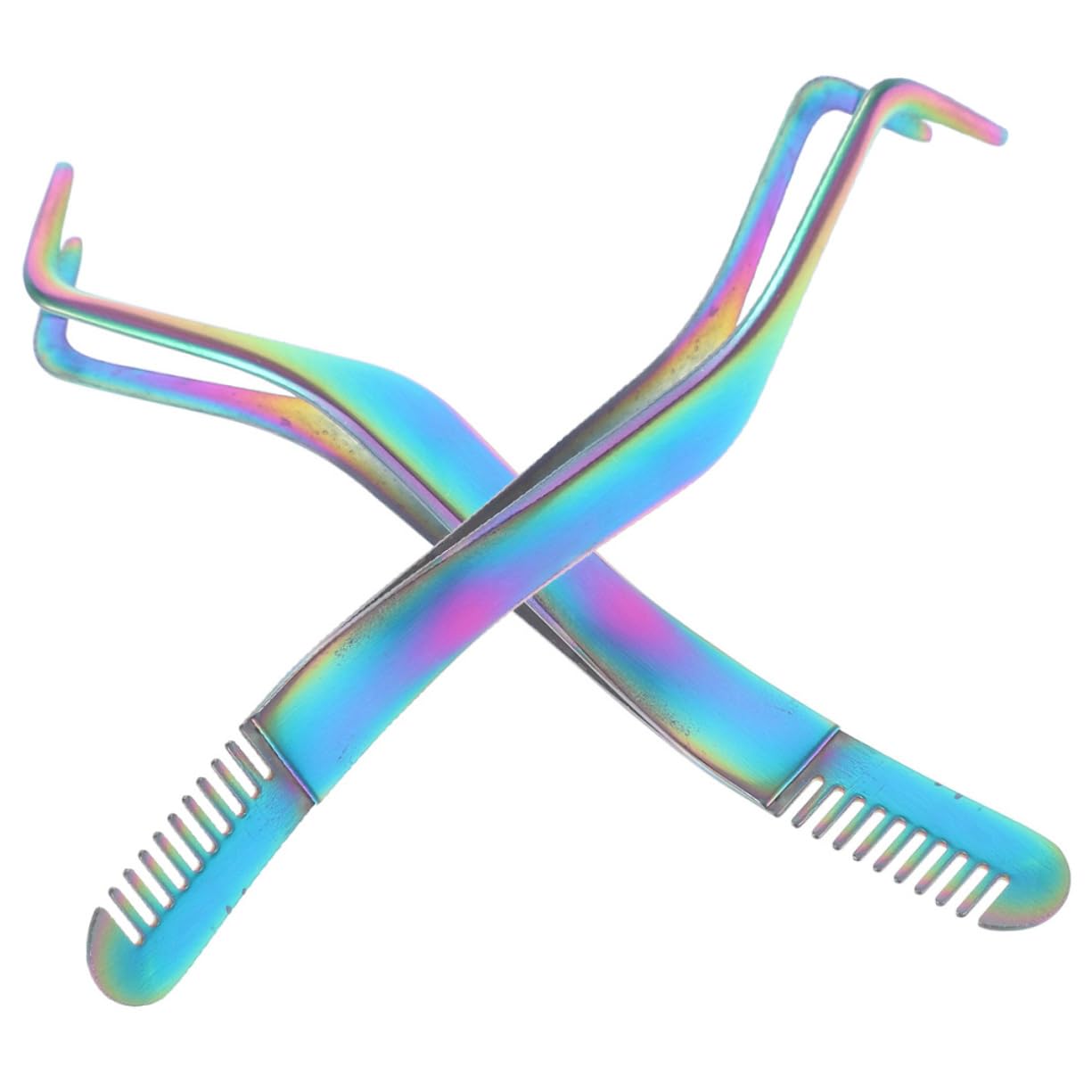 TOVINANNA 2pcs Professional Eyelash Applicator Tweezers with Comb End Stainless Tools for Easy False Eyelash Application and Routine