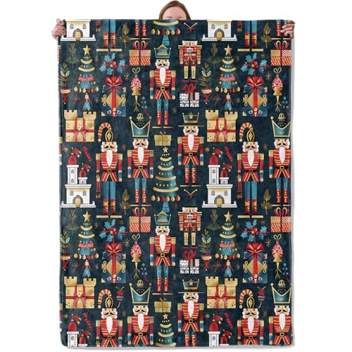 Nutcracker Christmas Blanket Gifts for Women Adults Girls Kids Vintage Nutcrackers Holiday Flannel Blankets for Bedroom Camping Couch Room Decor Fuzzy Warm Soft Cozy 50 x 60 in