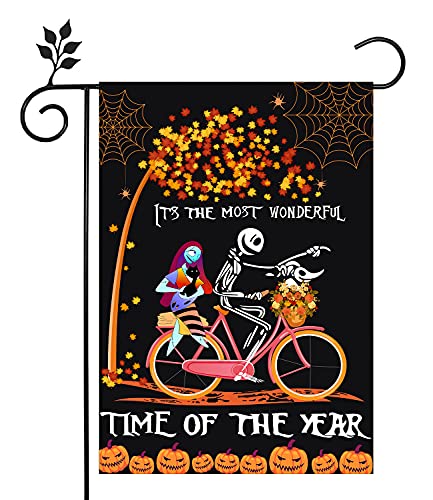 LURLEEZ Halloween Garden Flag12x18 Inch Double-sided Horror Pumpkin Ghost Cycling Pattern House Flag for Outdoor Yard Home Decoration