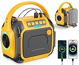 Portable Bluetooth Speaker Compatible for Dewalt 20V Battery(NO Battery), Wireless Speaker with FM Radio, 3.5mm AUX Audio Port, USB/Type C Charging & TF-Card Input, for Outdoor Jobsites Camping