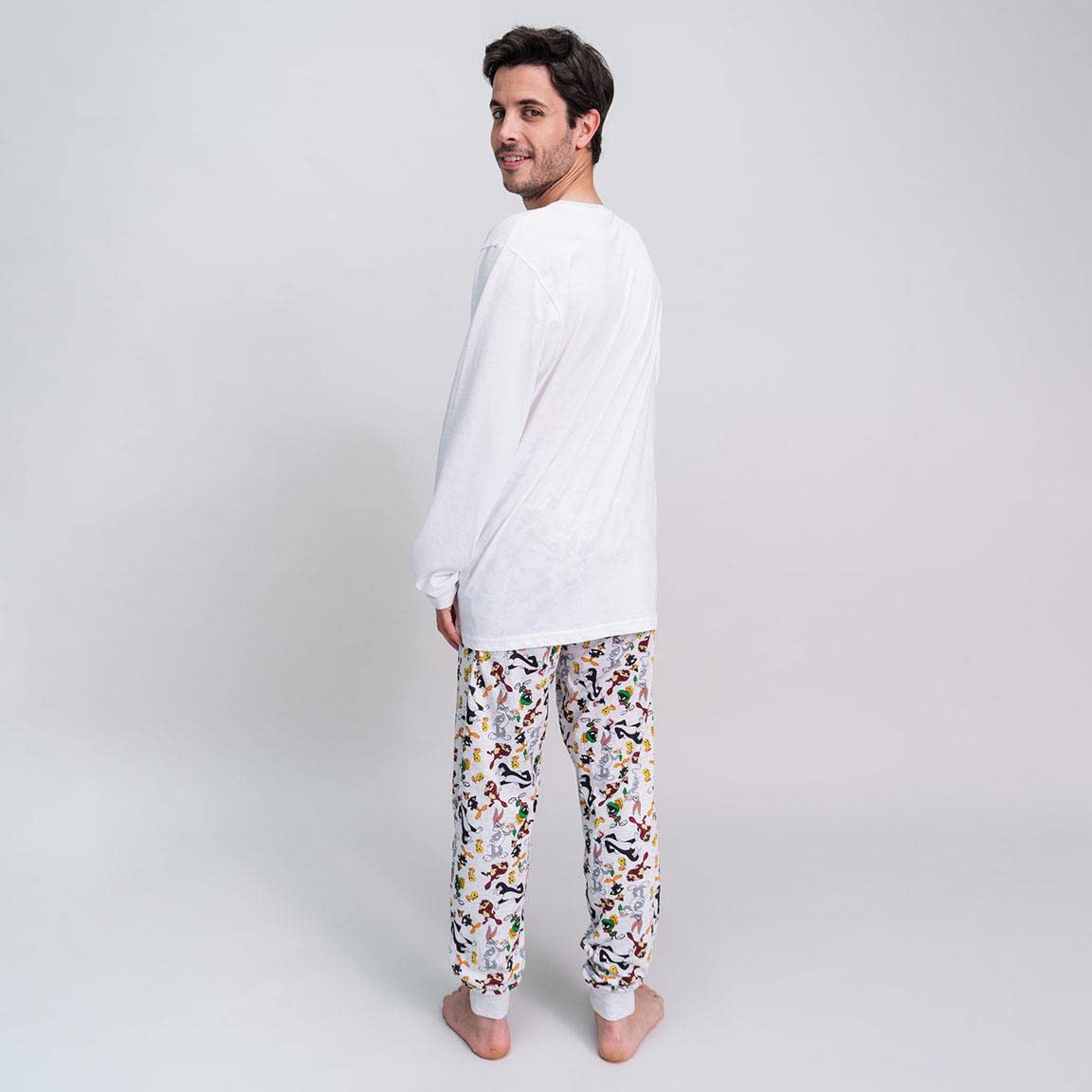 CERDÁ LIFE'S LITTLE MOMENTS Pijama Familiar a Juego de Invierno Pato Lucas 100% de Algodón con Camiseta Manga Pantalon Largo, Blanco, L para Hombre, 2900000194_T4L-C53