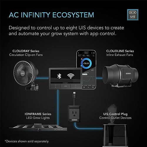 Image of AC Infinity Controller 69 PRO+, Smart Environmental Controller 8-Port with Temp, Humidity, VPD, Timer, Cycle, Schedule Controls, for Grow Tent Cooling Ventilation Lighting (Bluetooth + WiFi, 8-Port)