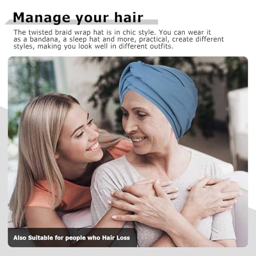 Image of DRESHOW African Women Turban Head Wrap Cross Knot Headwear Twisted Hair Cover Wrap Bonnet Hair Loss Hat for Women Chemo Cap for Cancer Patient