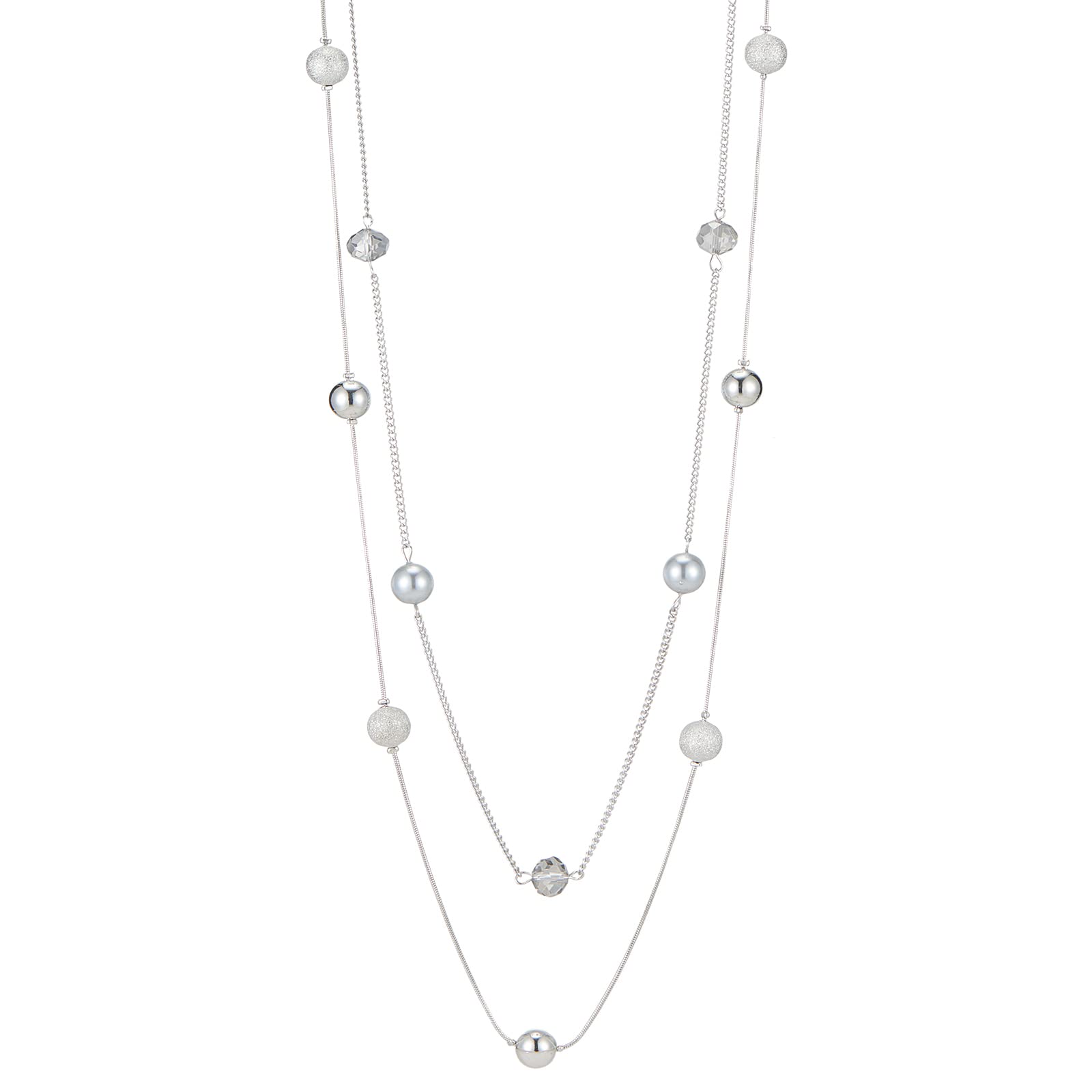 FULU AUTUMN Collana Lunga Bohème Con Perle Di Cristallo E Pietre - Gioiello Fantasia Placcato Argento - Regalo Per Donna, Mamma, Amica