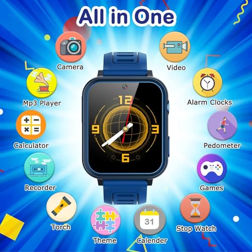 Image of Cosjoype Kids Game Smart Watch for Kids with 39 Puzzle Games HD Touch Screen Camera Music Player Pedometer Alarm Clock Calculator Flashlight 12 /24hr Kid Watch Gift for 4-12 Year Old Boys Toys for Kid