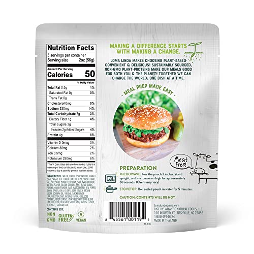 Loma Linda Vegan Sloppy Joe Plant Based Protein 60 Second Microwavable Pouch 10Oz 1 Pack #TOP1
