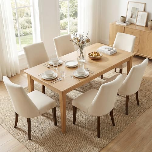 smartue Wooden Dining Chairs Set of 6, Upholstered...