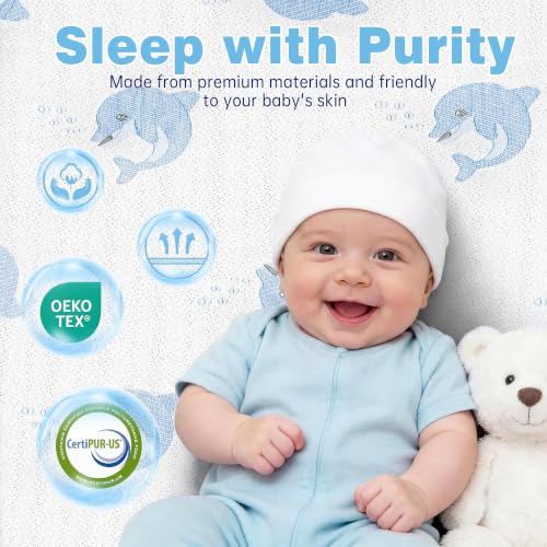 Image of Pack and Play Mattress,Breathable Dual Sided Firm & Soft Memory Foam Pack N Play Mattresses,Baby 38 inchX26 inch Mattress for Pack N Play with Removable Cover (White)