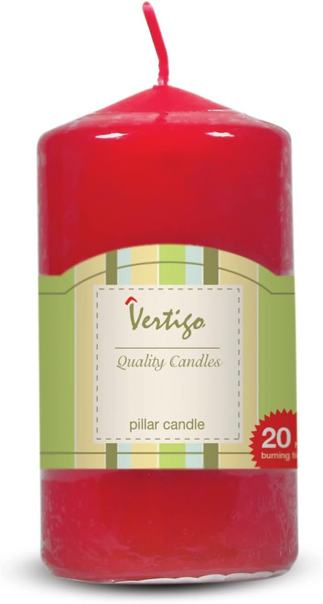 Christmas Magic Pillar Candle, 2-Inch Diameter x 6-Inch Height, Deep Red