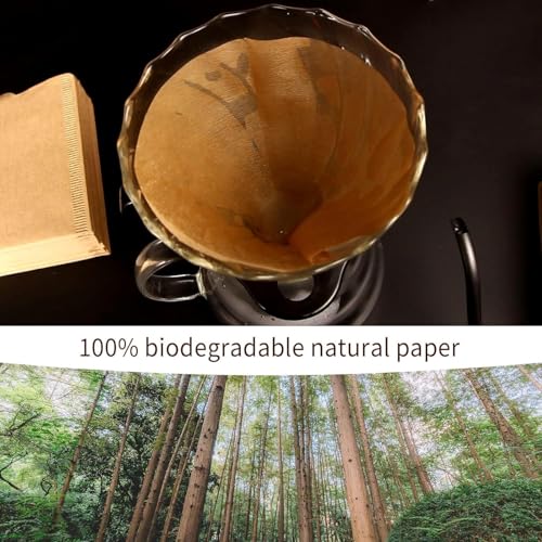 Image of Natural Coffee Filters, Size 02 Cone Filters, Disposable Natural Paper Filters 2-4 Cup, 2 Cone for Pour Over and Drip Coffee Maker (Pack of 100)