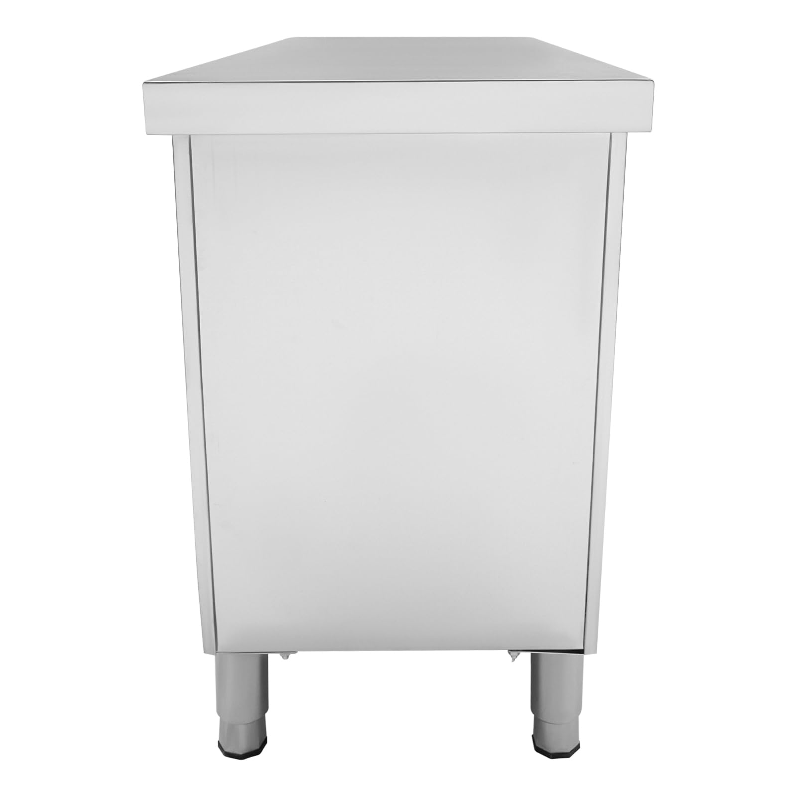 Armadio da lavoro in acciaio inox, 120 x 50 x 95 cm, in acciaio inox, con 2 ante scorrevoli, piano di lavoro, armadio da cucina