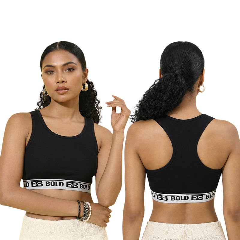 bold & beauty Women Cotton Blend Sports Bra Racerback Wire-Free Non-Padded U Neck Medium Support Gym Yoga Bra (Pack of 1)-picture-46