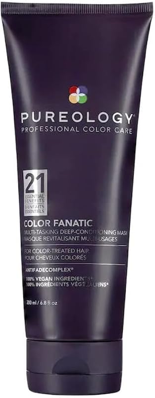 Pureology Color Fanatic Multi-Tasking Deep-Conditioning Mask - For Damaged and Color-Treated Hair, Multibenefit Hair Mask, Sulfate-Free & Vegan