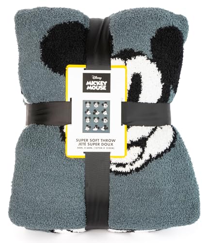 Image of Jay Franco Disney Mickey Mouse Faces Feather Knit Fluffy Throw Blanket - Fuzzy Blanket Measures 50 x 60 Inch | Super Soft Lightweight Bedding
